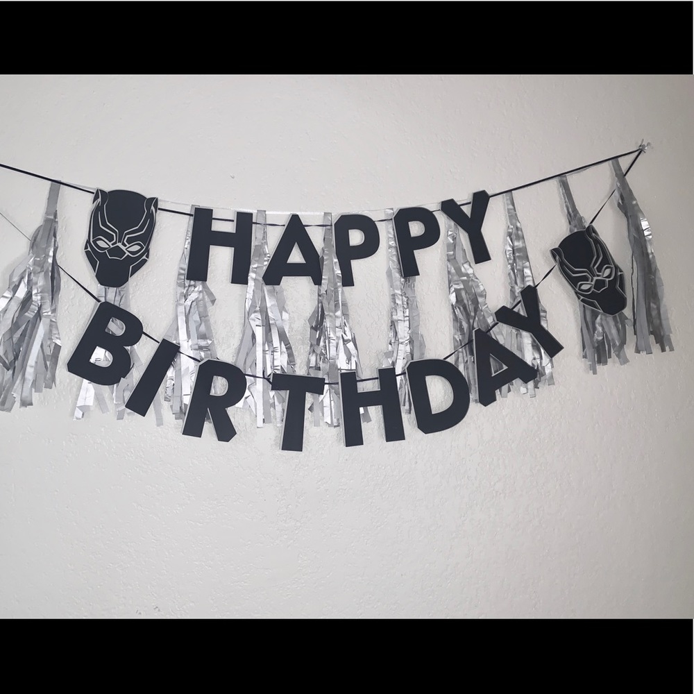 Black Panther Birthday Banner & Tassel Garland